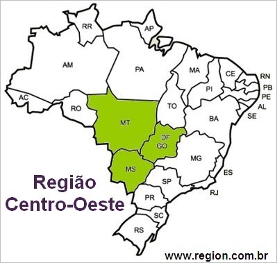 Mapa da Região Centro-Oeste do Brasil