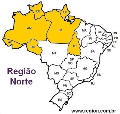Mapa da Região Norte do Brasil